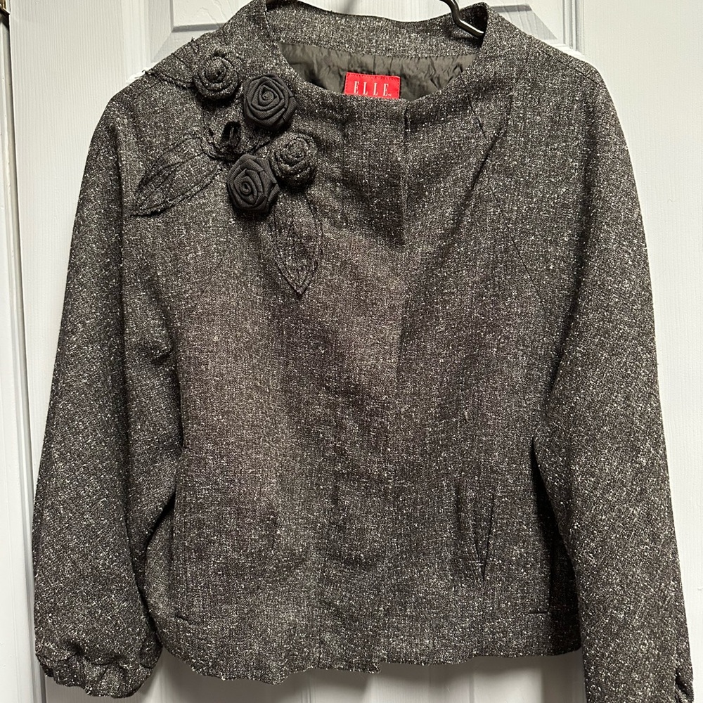 Elle Charcoal Jacket with Textured Design